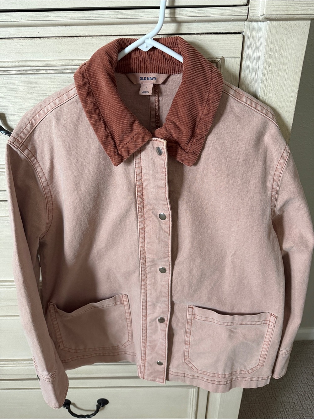 Old Navy Mauve Barn Jacket with Rust Corduroy Collar